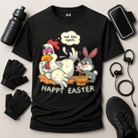 Funny Easter Bunny Collecting Easter Egg From Hen Easter Performance Shirt
