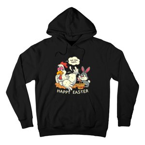 Funny Easter Bunny Collecting Easter Egg From Hen Easter Hoodie