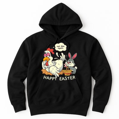 Funny Easter Bunny Collecting Easter Egg From Hen Easter Hoodie