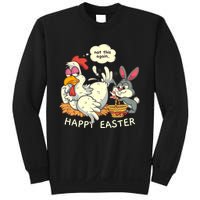 Funny Easter Bunny Collecting Easter Egg From Hen Easter Sweatshirt