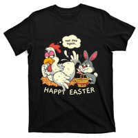 Funny Easter Bunny Collecting Easter Egg From Hen Easter T-Shirt