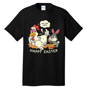 Funny Easter Bunny Collecting Easter Egg From Hen Easter Tall T-Shirt