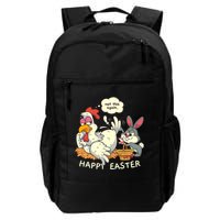 Funny Easter Bunny Collecting Easter Egg From Hen Easter Backpack