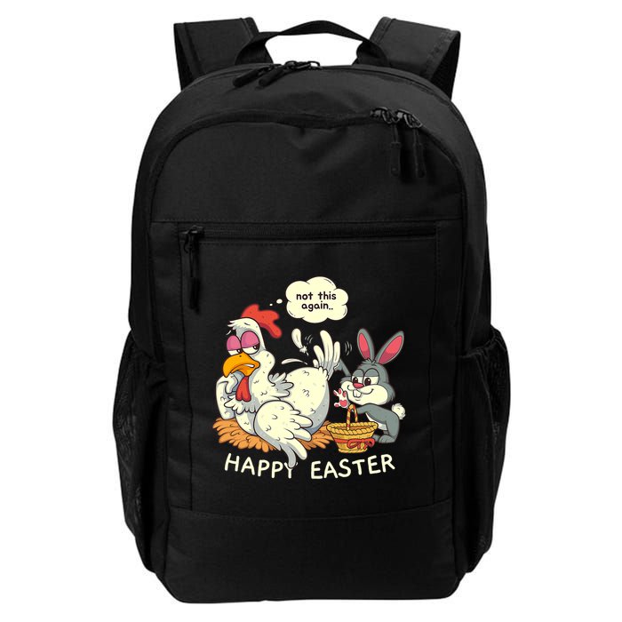 Funny Easter Bunny Collecting Easter Egg From Hen Easter Backpack