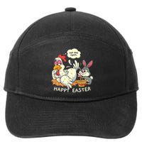 Funny Easter Bunny Collecting Easter Egg From Hen Easter 7-Panel Snapback Hat