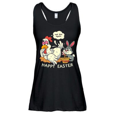Funny Easter Bunny Collecting Easter Egg From Hen Easter Ladies Essential Flowy Tank