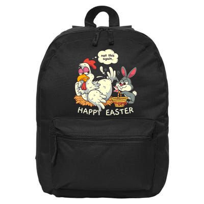 Funny Easter Bunny Collecting Easter Egg From Hen Easter 16 in Basic Backpack