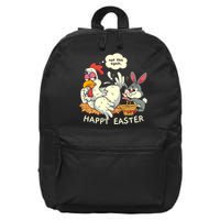 Funny Easter Bunny Collecting Easter Egg From Hen Easter 16 in Basic Backpack