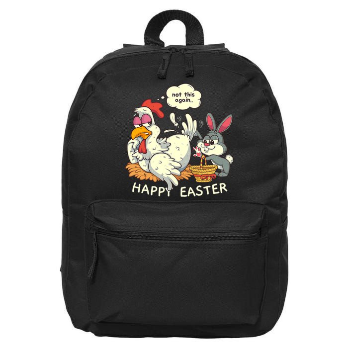 Funny Easter Bunny Collecting Easter Egg From Hen Easter 16 in Basic Backpack