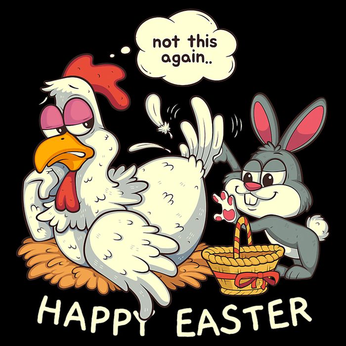Funny Easter Bunny Collecting Easter Egg From Hen Easter 16 in Basic Backpack