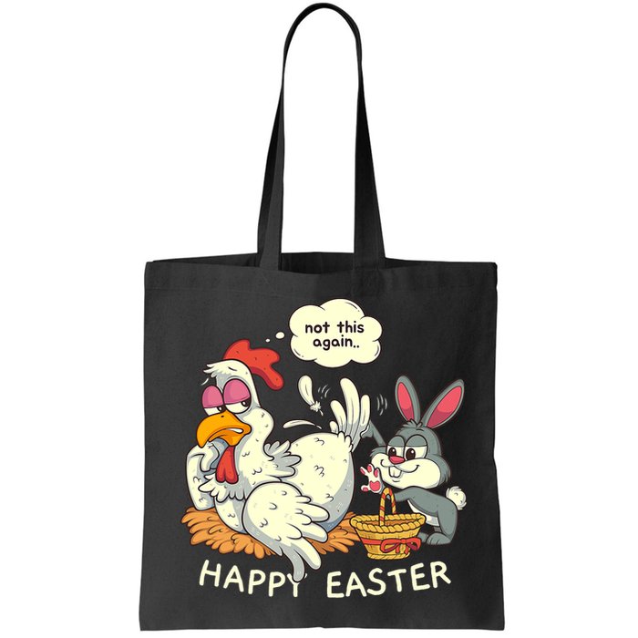 Funny Easter Bunny Collecting Easter Egg From Hen Easter Bag