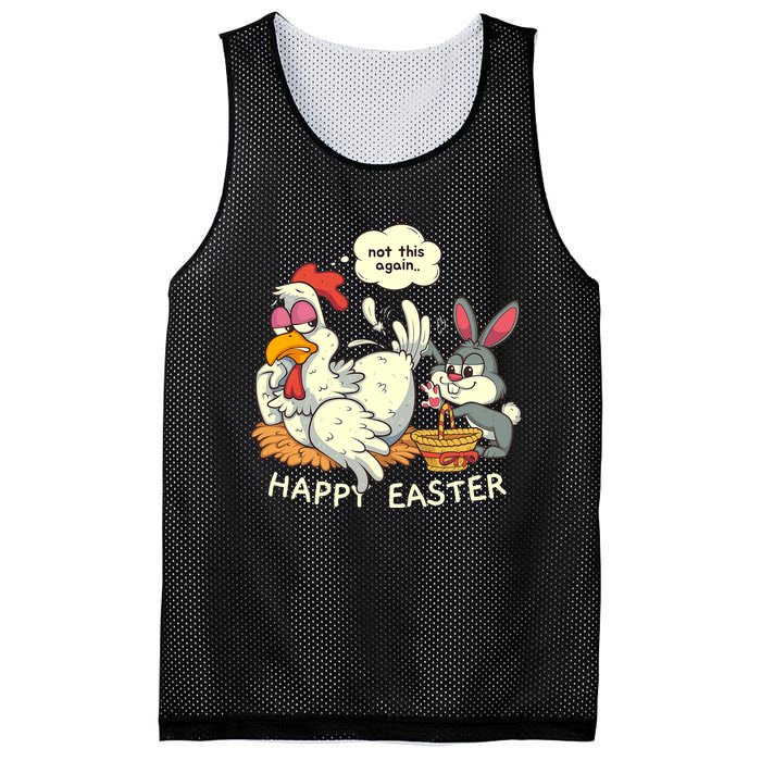 Funny Easter Bunny Collecting Easter Egg From Hen Easter Mesh Reversible Basketball Jersey Tank