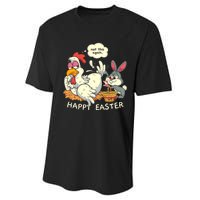 Funny Easter Bunny Collecting Easter Egg From Hen Easter Performance Sprint T-Shirt