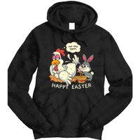 Funny Easter Bunny Collecting Easter Egg From Hen Easter Tie Dye Hoodie