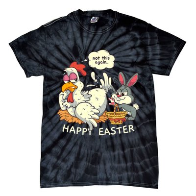Funny Easter Bunny Collecting Easter Egg From Hen Easter Tie-Dye T-Shirt