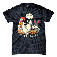 Funny Easter Bunny Collecting Easter Egg From Hen Easter Tie-Dye T-Shirt