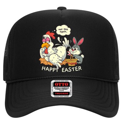 Funny Easter Bunny Collecting Easter Egg From Hen Easter Trucker Hat