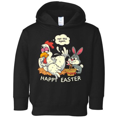Funny Easter Bunny Collecting Easter Egg From Hen Easter Toddler Hoodie