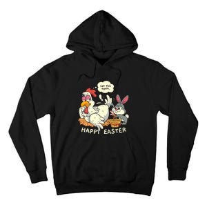 Funny Easter Bunny Collecting Easter Egg From Hen Easter Tall Hoodie