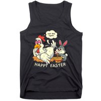 Funny Easter Bunny Collecting Easter Egg From Hen Easter Tank Top