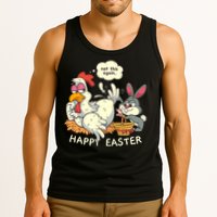 Funny Easter Bunny Collecting Easter Egg From Hen Easter Tank Top