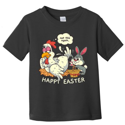 Funny Easter Bunny Collecting Easter Egg From Hen Easter Toddler T-Shirt