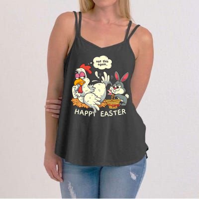 Funny Easter Bunny Collecting Easter Egg From Hen Easter Women's Strappy Tank