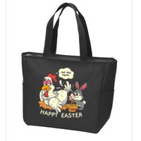 Funny Easter Bunny Collecting Easter Egg From Hen Easter Zip Tote Bag