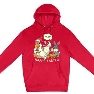 Funny Easter Bunny Collecting Easter Egg From Hen Easter Premium Pullover Hoodie