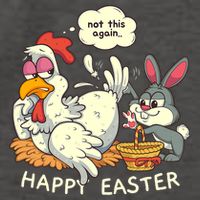Funny Easter Bunny Collecting Easter Egg From Hen Easter Vector Backpack