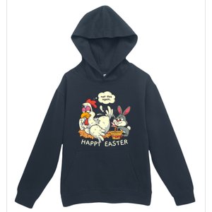 Funny Easter Bunny Collecting Easter Egg From Hen Easter Urban Pullover Hoodie