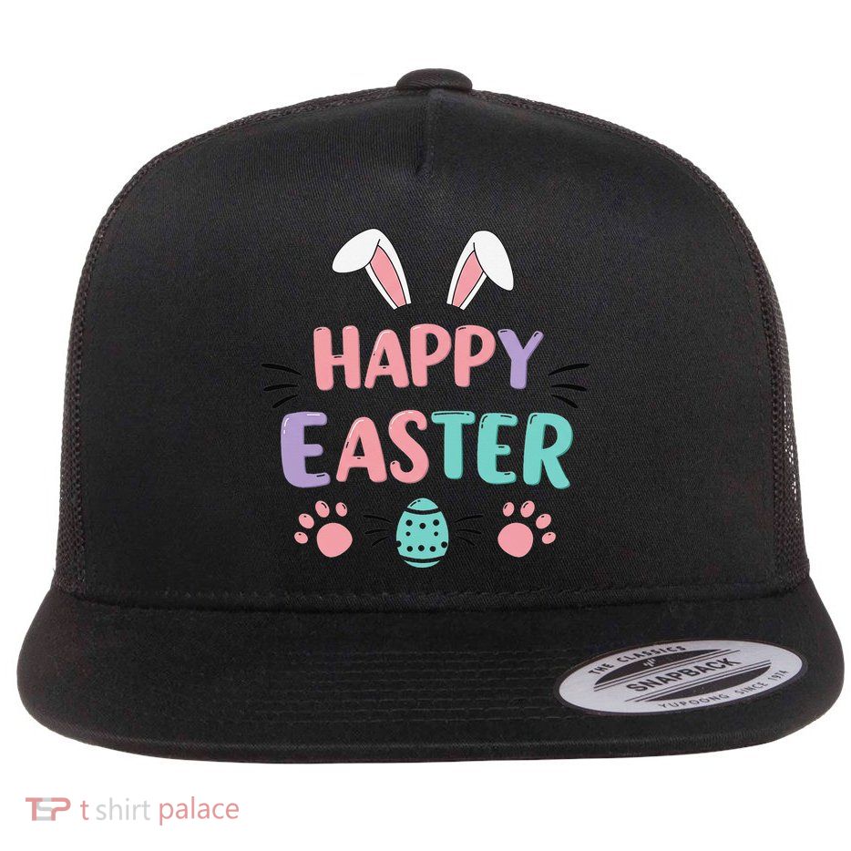 Funny Easter Bunny Happy Easter Cute Bunny Rabbit Flat Bill Trucker Hat