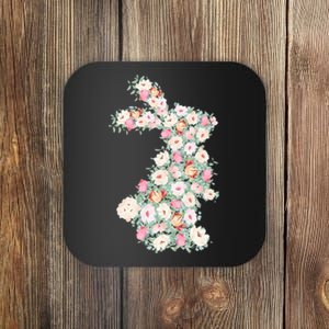 Floral Easter Bunny Spring Flowers Rabbit Coaster