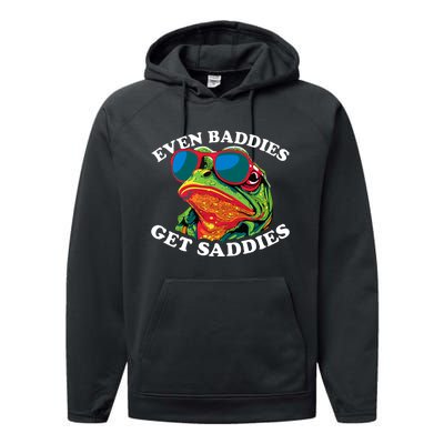 Funny Even Baddies Get Saddies Frog Performance Fleece Hoodie