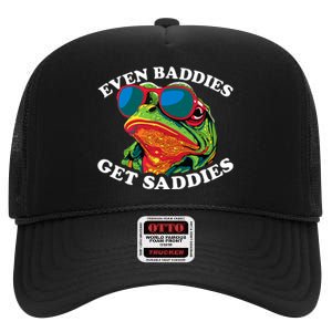 Funny Even Baddies Get Saddies Frog High Crown Mesh Back Trucker Hat