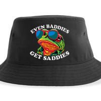 Funny Even Baddies Get Saddies Frog Sustainable Bucket Hat