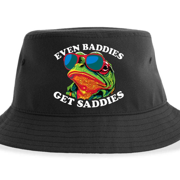 Funny Even Baddies Get Saddies Frog Sustainable Bucket Hat