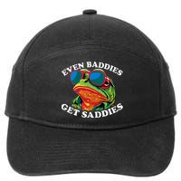 Funny Even Baddies Get Saddies Frog 7-Panel Snapback Hat