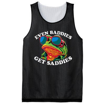 Funny Even Baddies Get Saddies Frog Mesh Reversible Basketball Jersey Tank