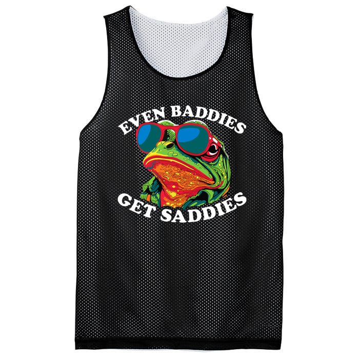 Funny Even Baddies Get Saddies Frog Mesh Reversible Basketball Jersey Tank