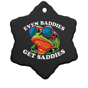 Funny Even Baddies Get Saddies Frog Ceramic Star Ornament