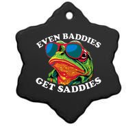 Funny Even Baddies Get Saddies Frog Ceramic Star Ornament