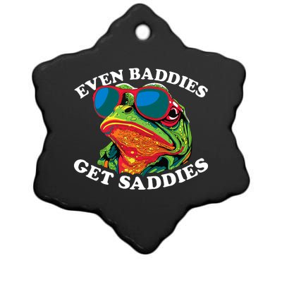 Funny Even Baddies Get Saddies Frog Ceramic Star Ornament