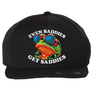 Funny Even Baddies Get Saddies Frog Wool Snapback Cap