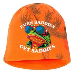 Funny Even Baddies Get Saddies Frog Kati - Camo Knit Beanie