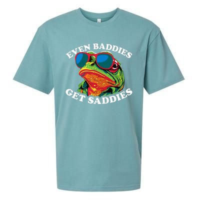 Funny Even Baddies Get Saddies Frog Sueded Cloud Jersey T-Shirt