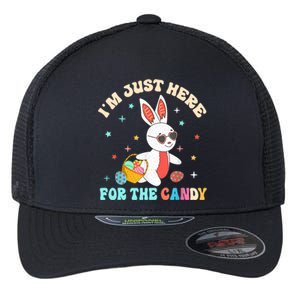 Funny Easter Bunny I'm Just Here For Easter Candy Flexfit Unipanel Trucker Cap