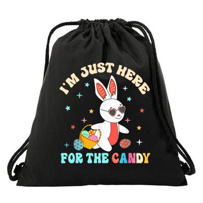 Funny Easter Bunny I'm Just Here For Easter Candy Drawstring Bag
