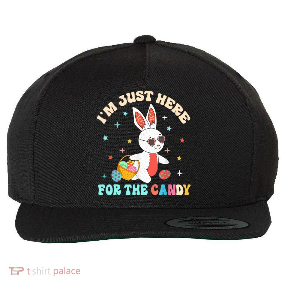 Funny Easter Bunny I'm Just Here For Easter Candy Wool Snapback Cap