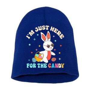 Funny Easter Bunny I'm Just Here For Easter Candy Short Acrylic Beanie